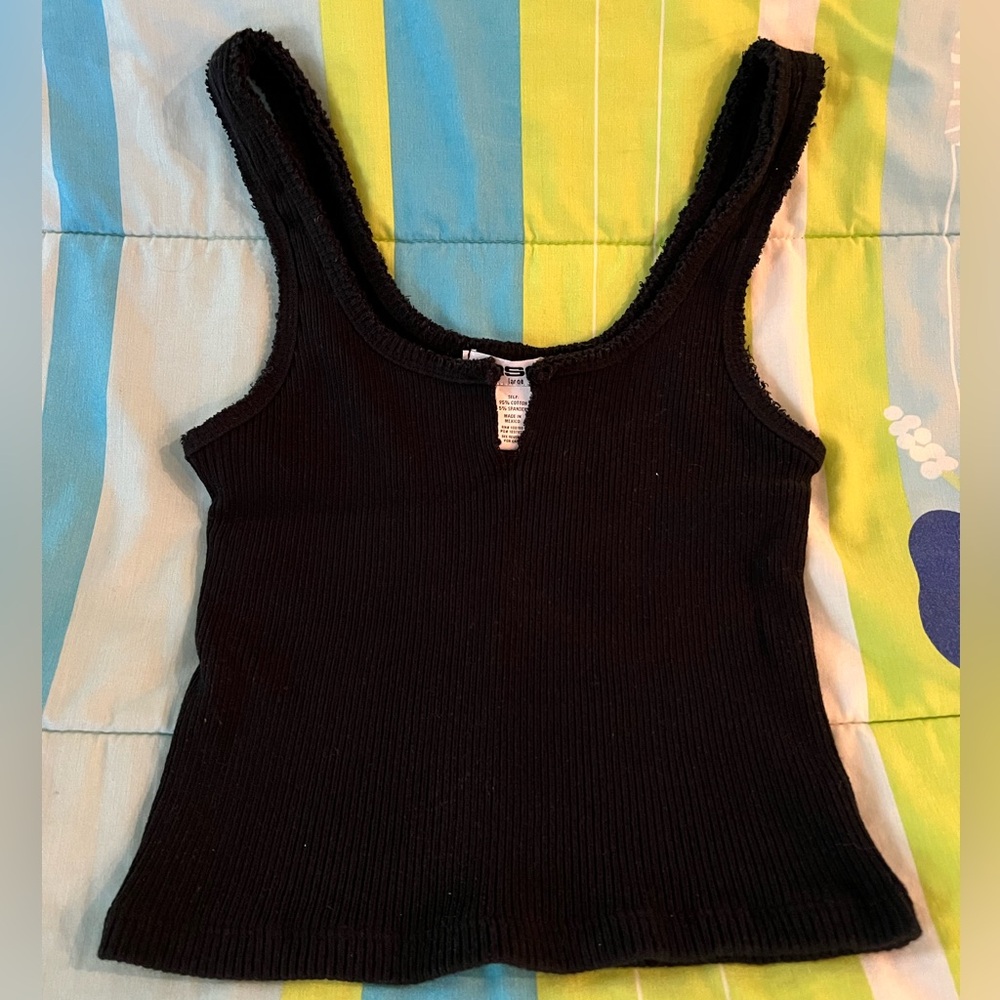 RSQ Black Fitted Ribbed Tank Top